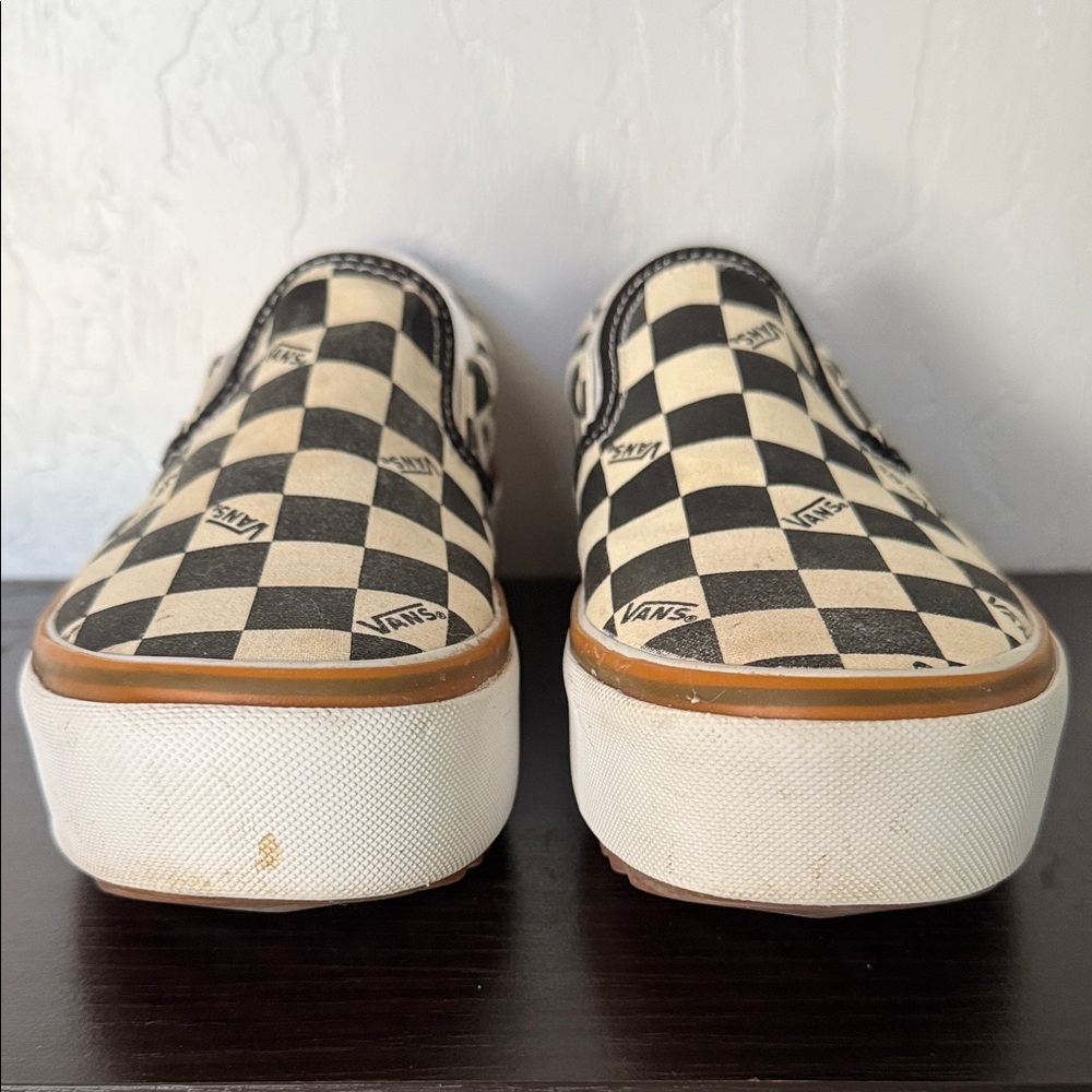 Vans Women's Stacked Checkerboard Slip-On Shoes - Black and White - Size 8.5 - Picture 4 of 11